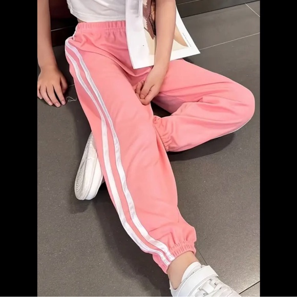 Girls, Pink & White, Sporty Joggers - Picture 5 of 6